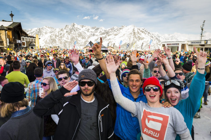 Party people at the Electric Mountain Festival in Sölden.