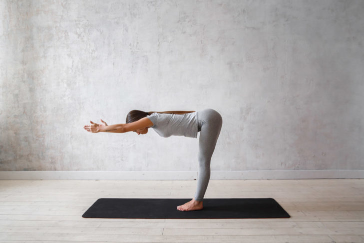 Bending forward stretches the back to relieve the spine and stretches the backs of the legs and the back muscles of the buttocks.