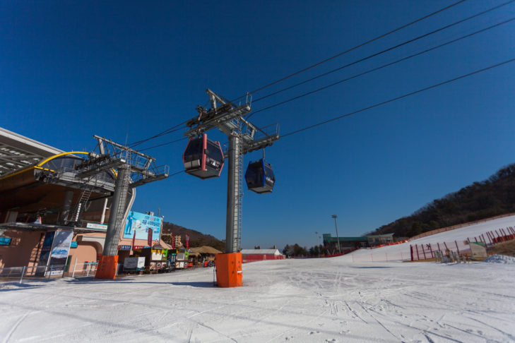 In South Korea, too, the gondola takes you to the summit.