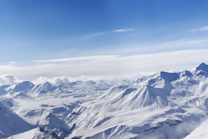 Breathtaking view over the mountains of the Caucasus.