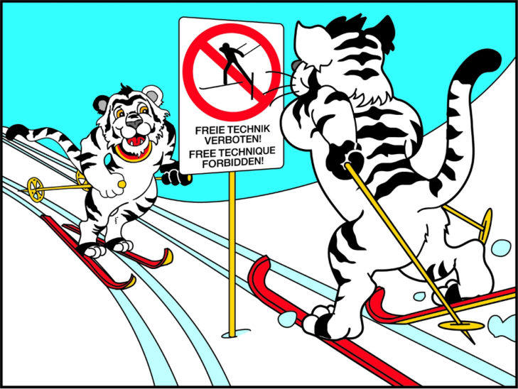 The foundation "Sicherheit im Skisport" has illustrated the FIS rules with lovingly-designed motifs.