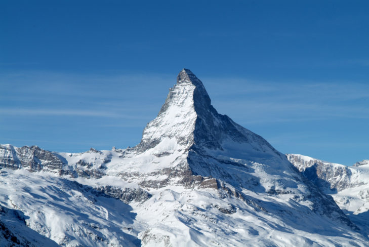 The descent to Zermatt offers a dream view of the Matterhorn.