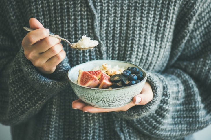 Cosy winter breakfast at an eco-hotel.