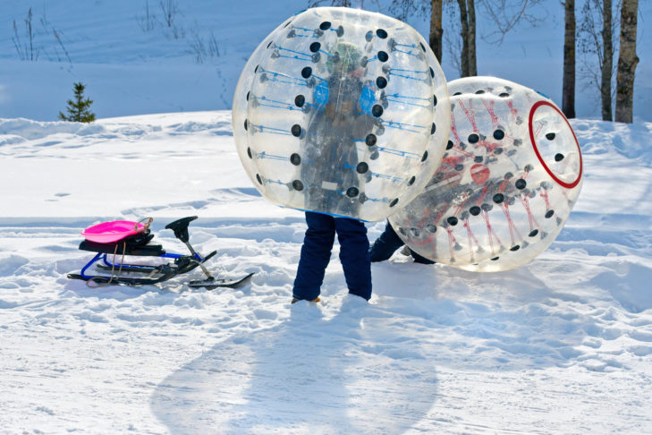 Everyone should try snow zorbing at least once.