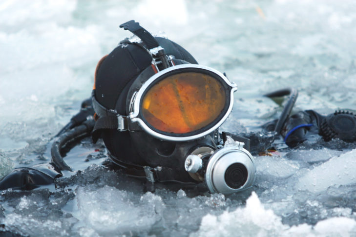 The equipment keeps ice divers warm in icy temperatures.