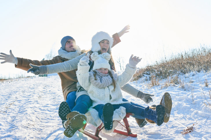 Tobogganing is one of the most popular family fun activities.