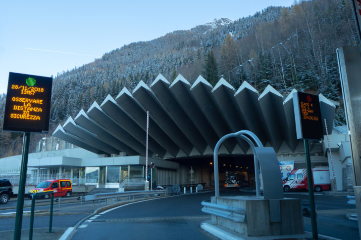 The Mont Blanc tunnel connects France with Italy and, like many motorways and other roads in the Alps, is subject to tolls