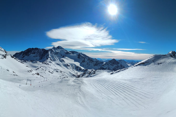 The Stubai Glacier is a busy ski resort until the beginning of June.