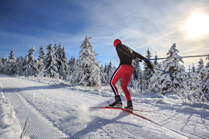 Winter landscape during cross-country skiing.