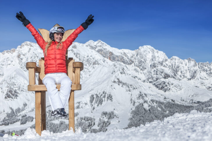 At the Hochkönig ski resort, you can take a seat on the royal throne for your photo.