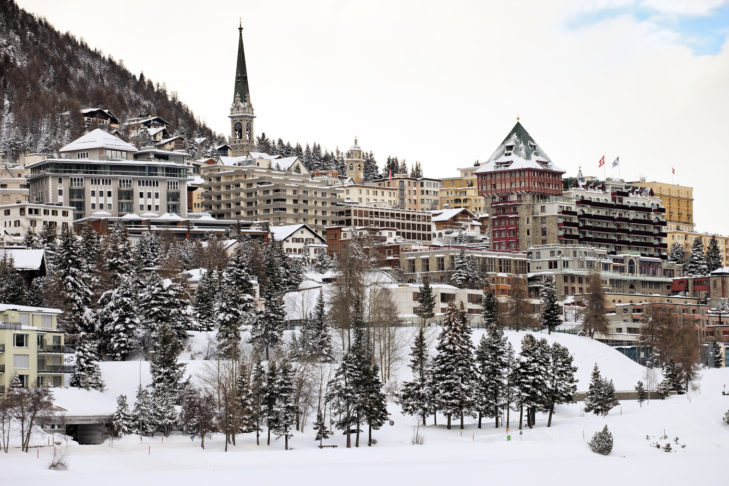 View of St. Moritz in winter.