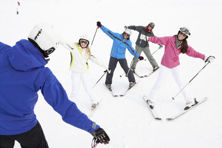 No matter what age: learning to ski is much more fun in a group or, at best, with friends.