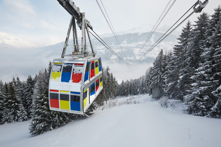 The Vanoise Express is the largest double-decker gondola lift in the world and takes winter sports enthusiasts from Les Arcs to the La Plagne ski resort