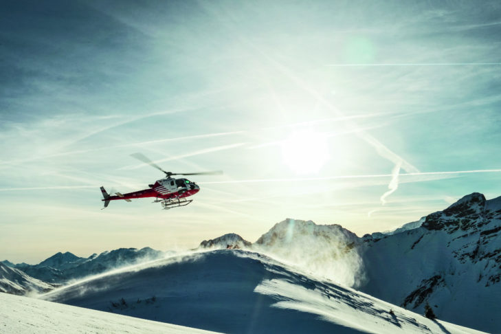 The heli takes you high up to the summit.