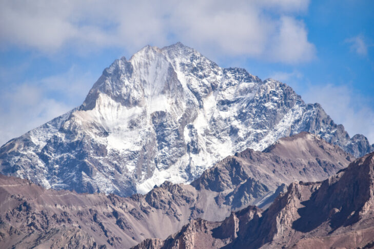 Situated in the Argentine section of the Andes, Aconcagua, at 6,962 m, is the highest mountain in South America.