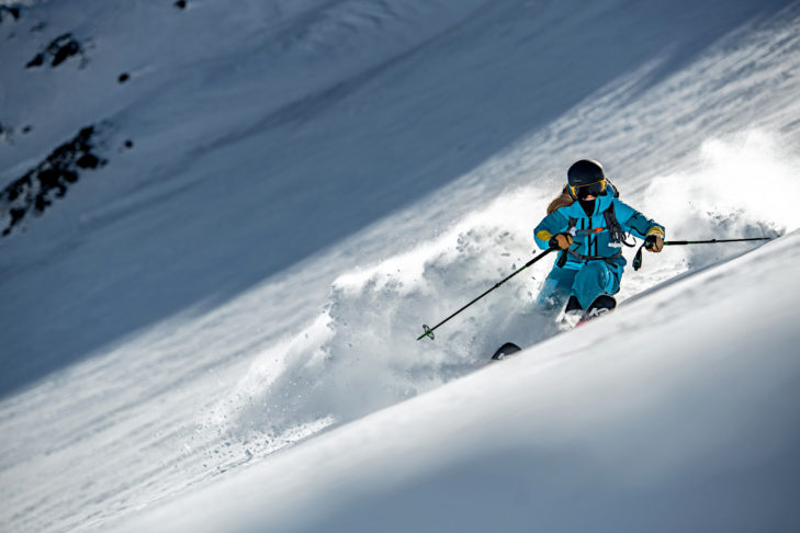 Zo ski ik in de diepe sneeuw.