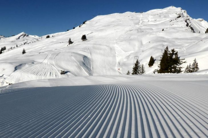 Highlight des Skigebiets Diedamskopf ist die 10 km Naturschneeabfahrt.