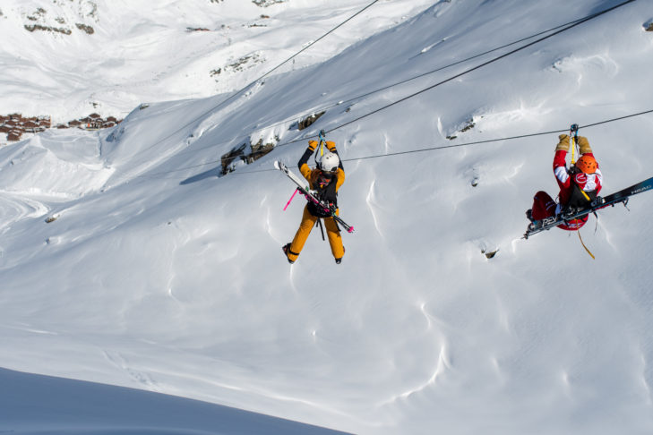 Auch zu zweit kann man die abenteuerliche Fahrt in Val Thorens genießen.