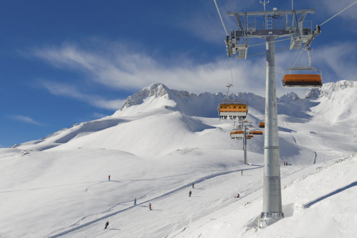 Nowoczesne wyciągi i idealnie przygotowane stoki na terenie Zugspitze. 