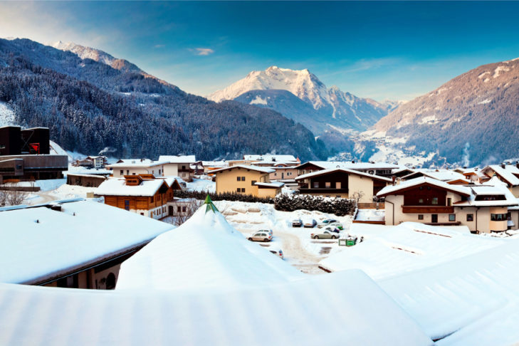 Widok na ośrodek Mayrhofen. 