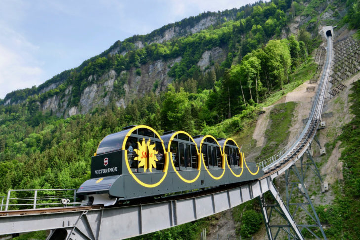 Najbardziej stroma kolejka w Alpach - Stoosbahn. 