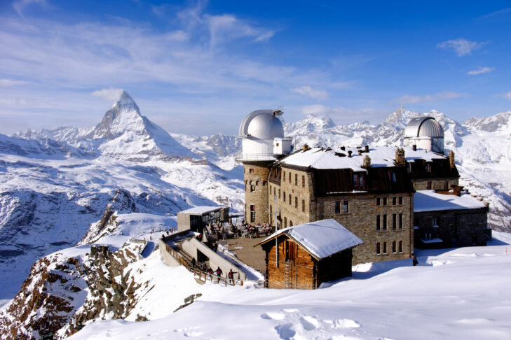 Depuis le Kulmhotel Gornergrat, on jouit d'une vue imprenable sur le Cervin.
