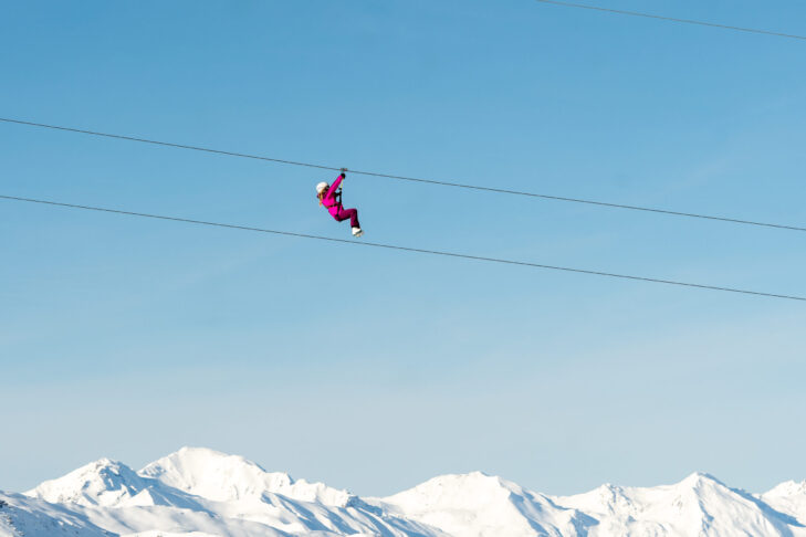 Nur für Mutige: die Tyrolienne in Val Thorens.