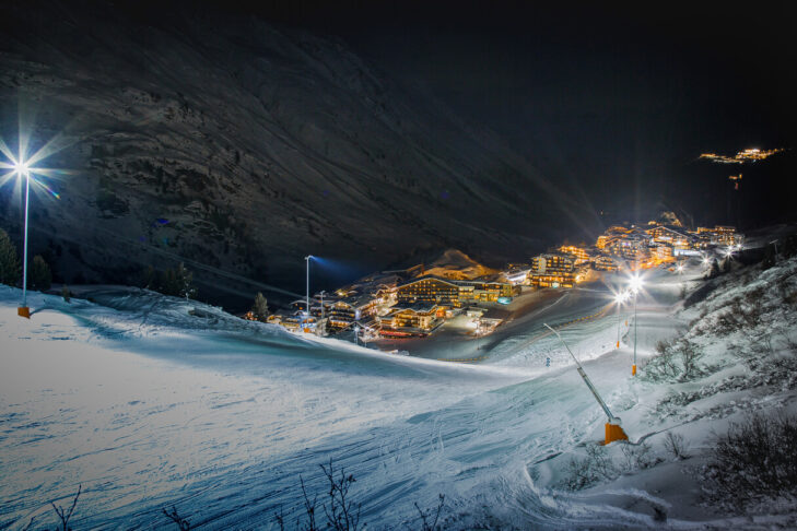 Le Gurgl, dans la vallée de l’Ötztal, compte parmi les domaines de ski nocturne les plus prisés d’Autriche.
