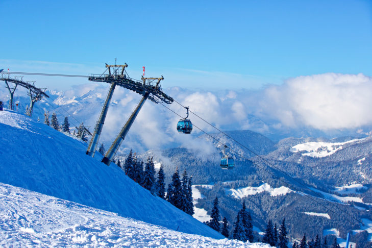 Une des nombreuses télécabines ultramodernes du domaine skiable SkiWelt Wilder Kaiser-Brixental.