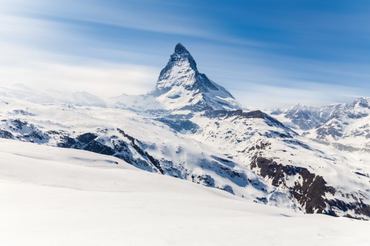 La discesa verso Zermatt offre una vista da sogno sul Cervino.