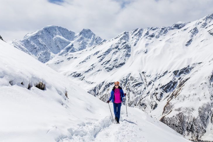 Escursioni invernali sulle Alpi.